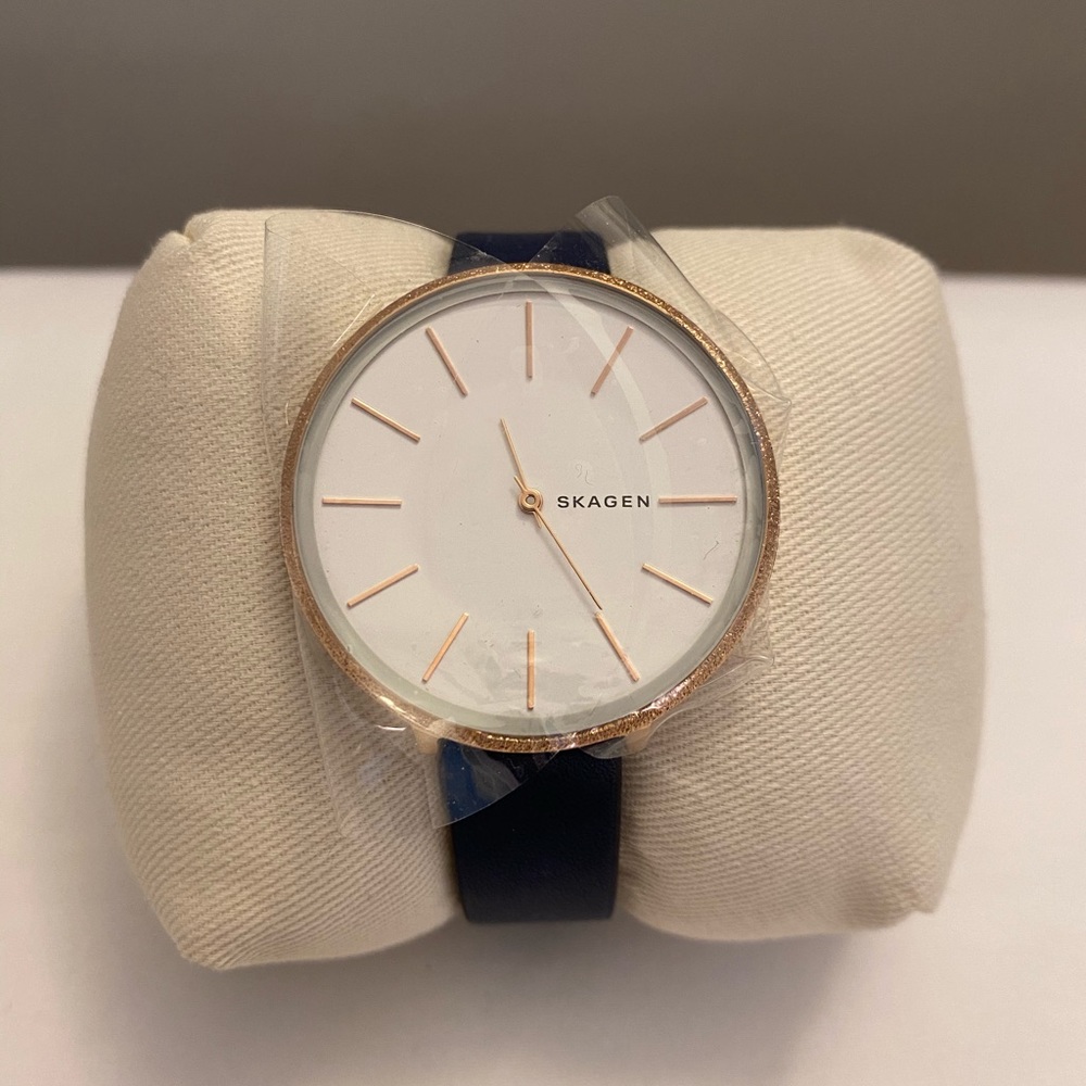 Skagen Karolina Watch, rose gold and blue leather